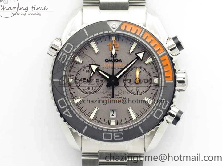 0727 MultiPurpose Planet Ocean Master Chrono SS OM 1:1 Best Edition Gray Dial On SS Bracelet A9900 V 8116